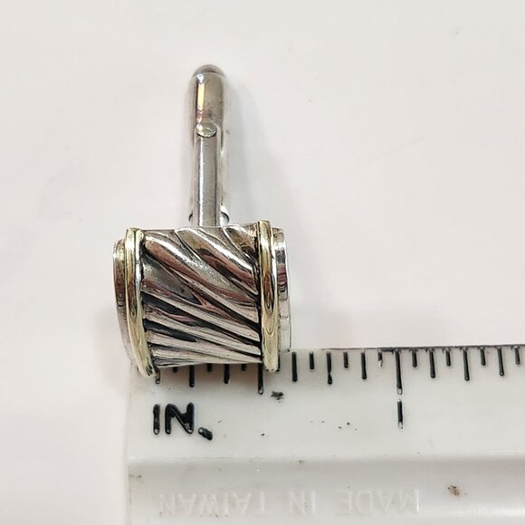 David Yurman 14K Solid Gold/Sterling Silver Cable Cigar Band Cufflinks - Picture 10 of 10